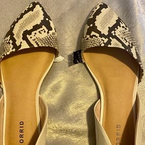 Faux Snake Skin Pointed Toe D'Orsay Flat